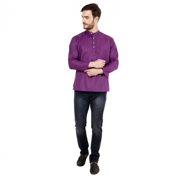 Mens Violet Short Kurta